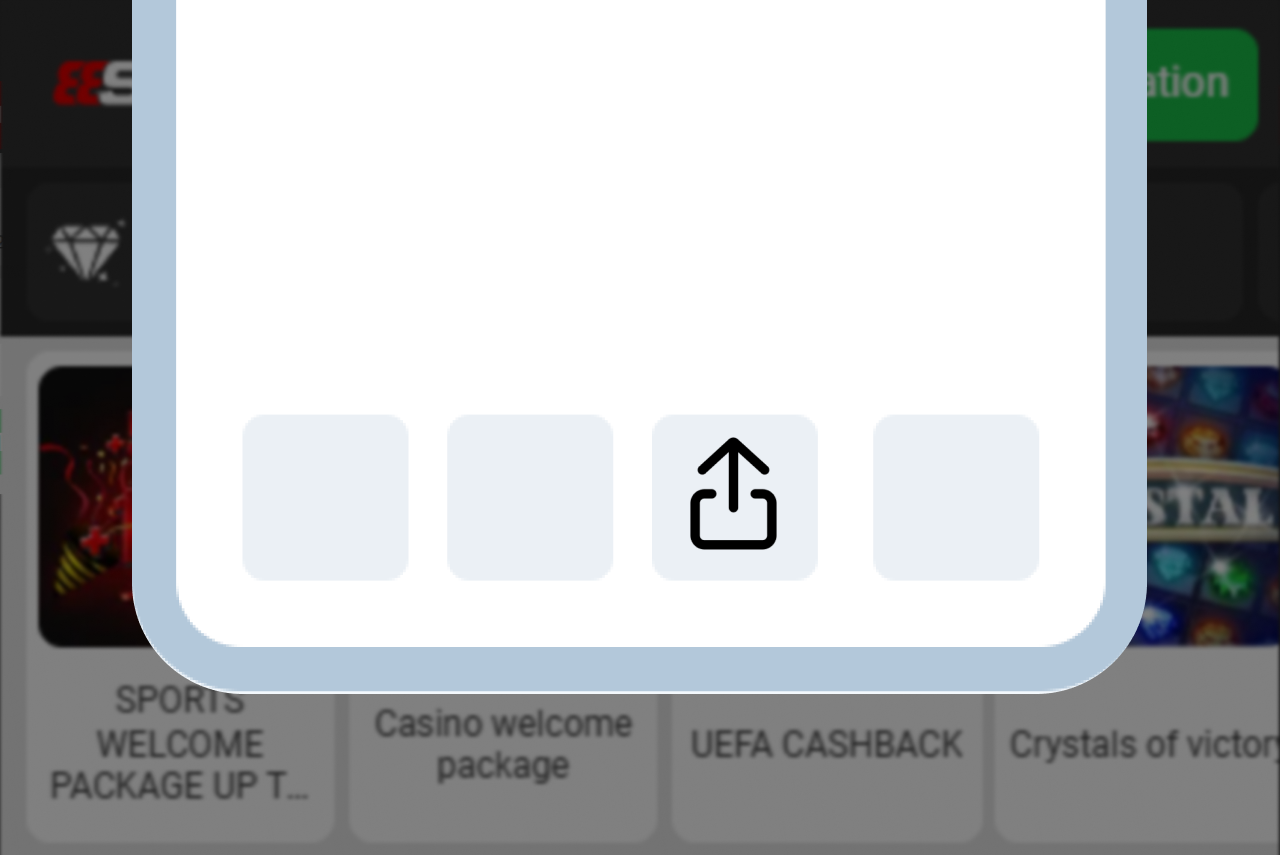 888Starz iOS PWA step 2: Safari menu with Share icon highlighted