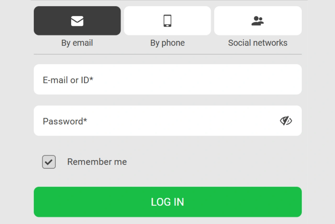 888Starz login step 3: login form with phone, email, or account ID input field highlighted