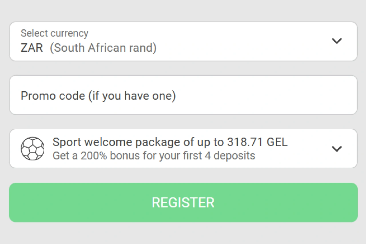 888Starz registration step 3: registration form with currency and country selection fields highlighted