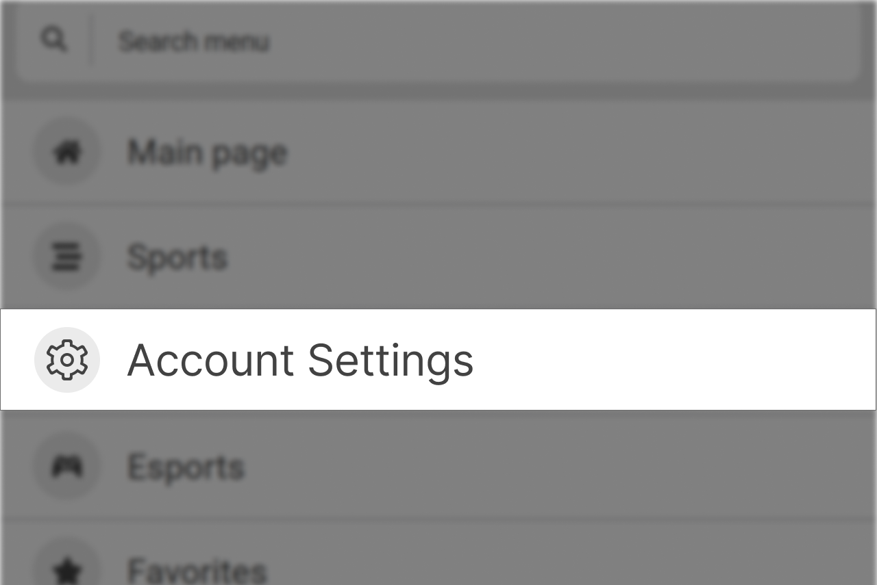 Bonus activation step 1: account settings screen