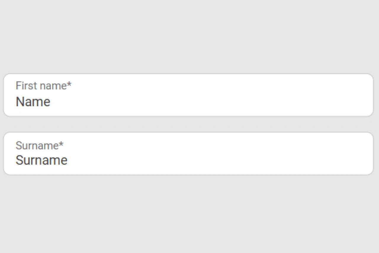Registration by email step 5: full name and date of birth fields highlighted