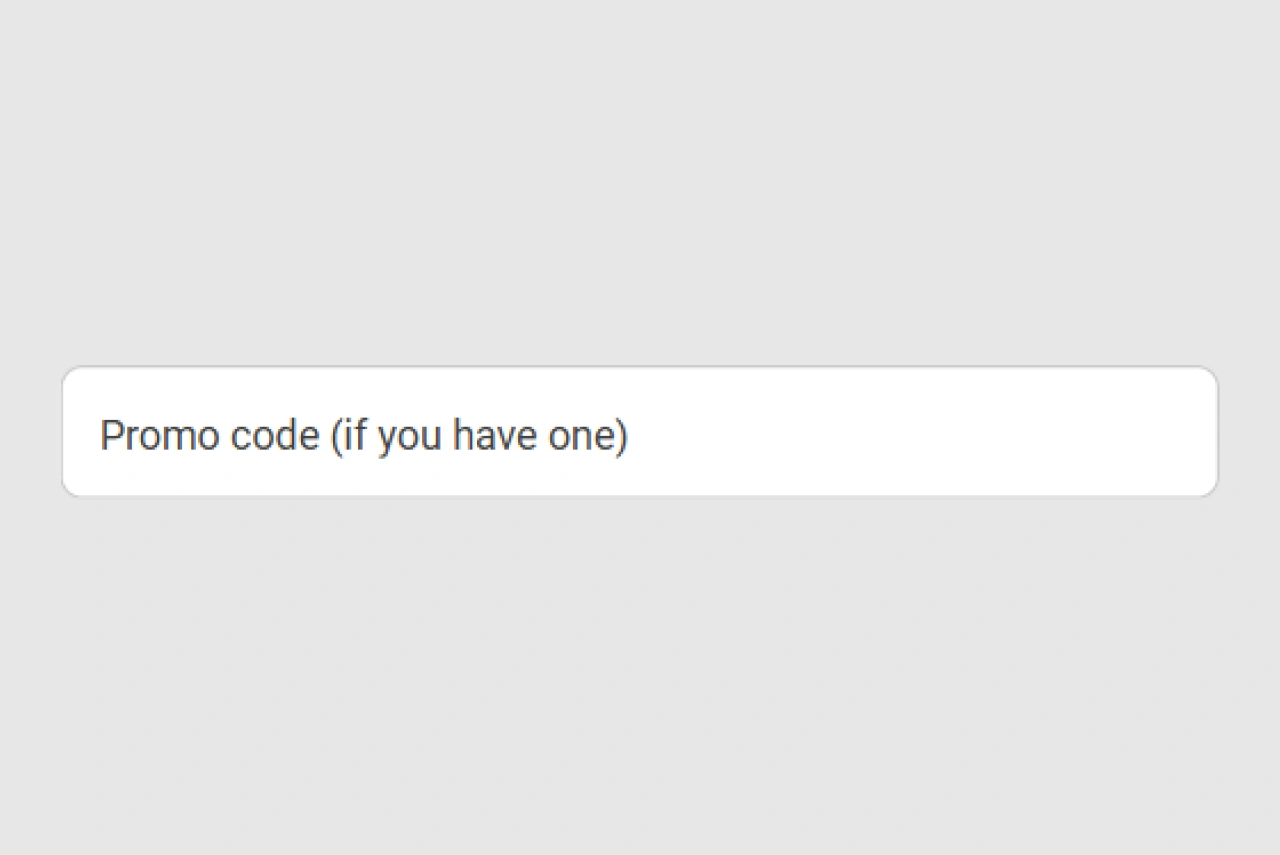 Registration by email step 7: promo code input field highlighted
