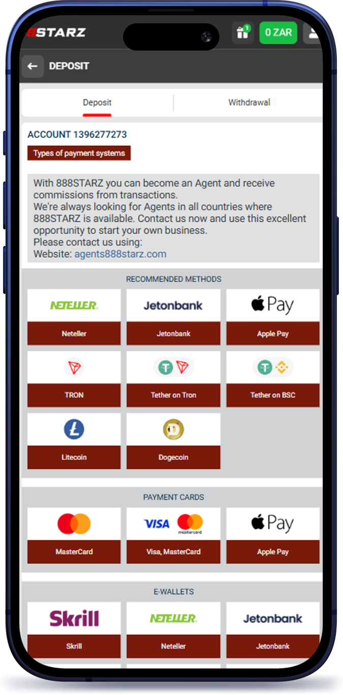 888starzbet.co.za app screen 2