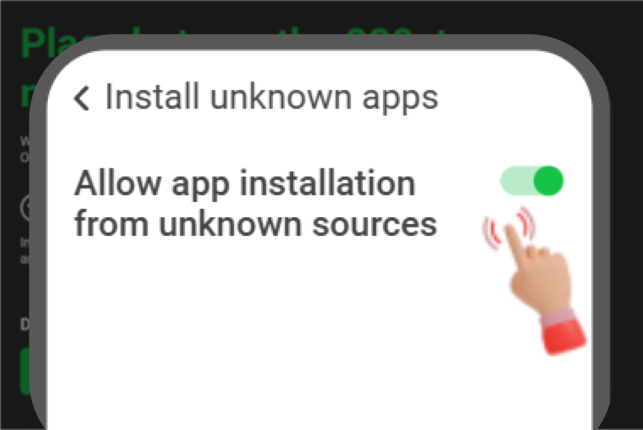 Security settings on Android device allowing installations from unknown sources
