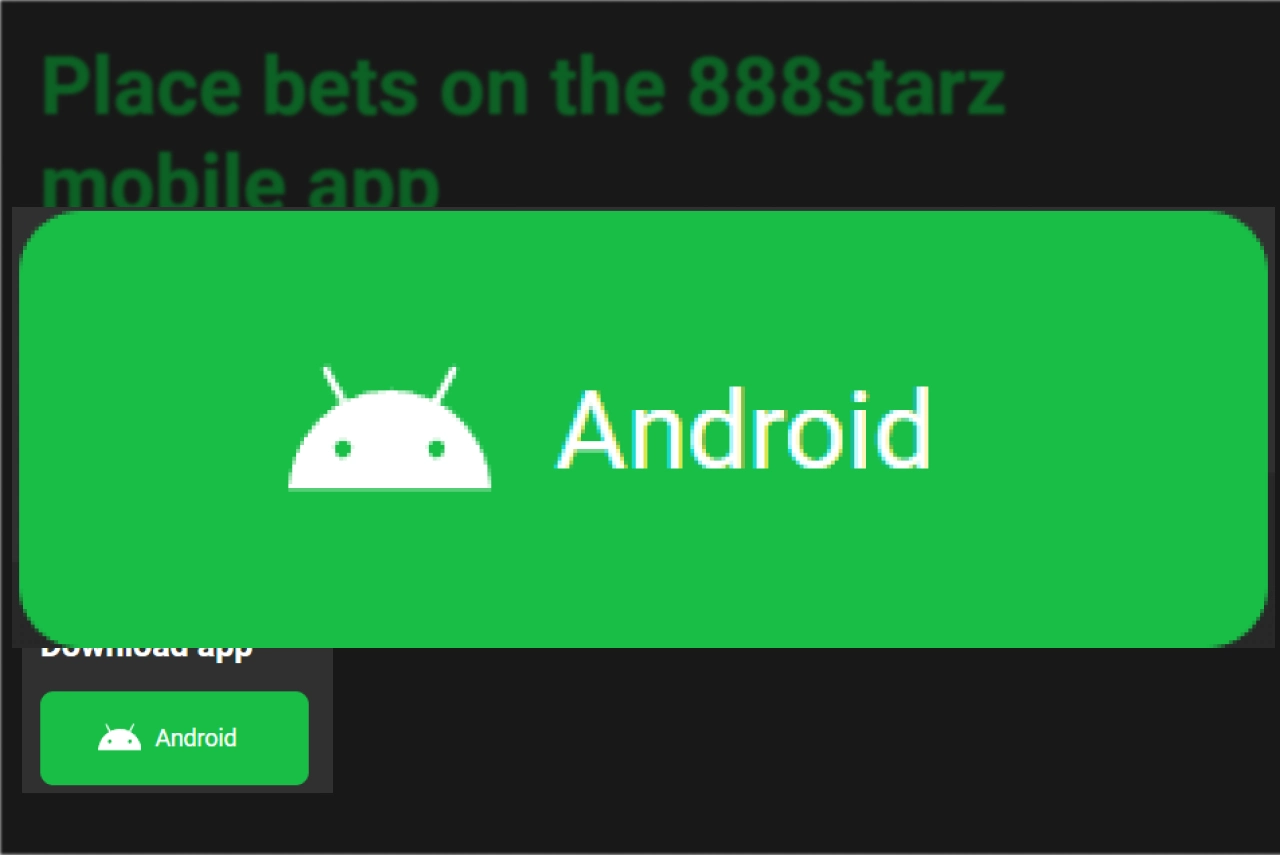 Official 888Starz mobile website on Android with 'Download App' button highlighted