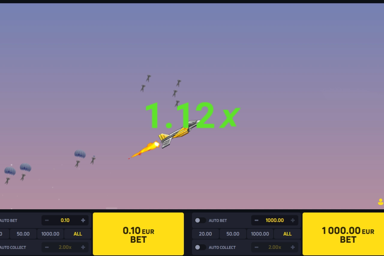 JetX game on mobile showing rocket taking off and betting options